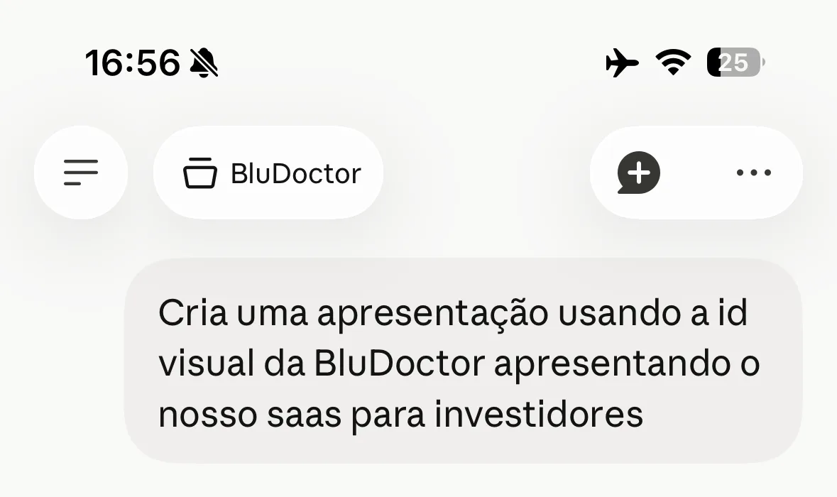 Pedido de apresentação digitado no celular, usando a identidade visual de uma das minhas empresas, para apresentar o produto a investidores
